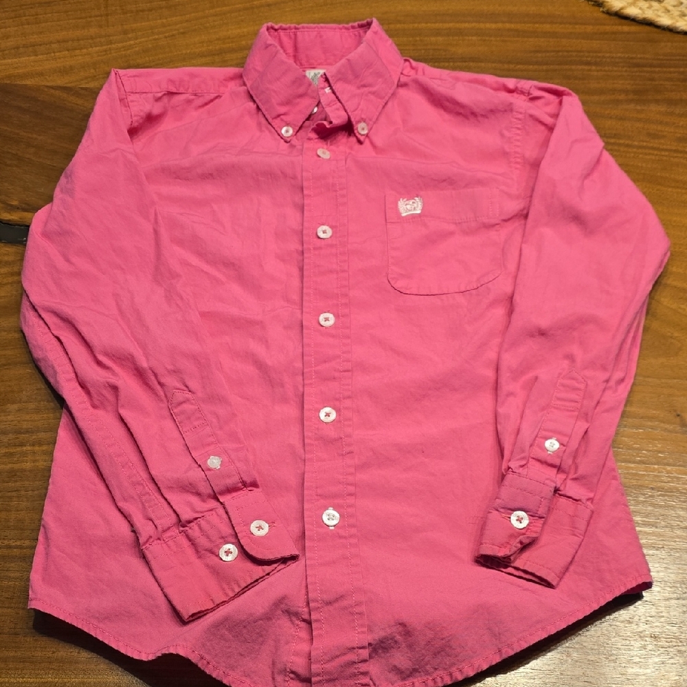 Girls Size 6-8 Cinch Long Sleeve Button Down Shirt